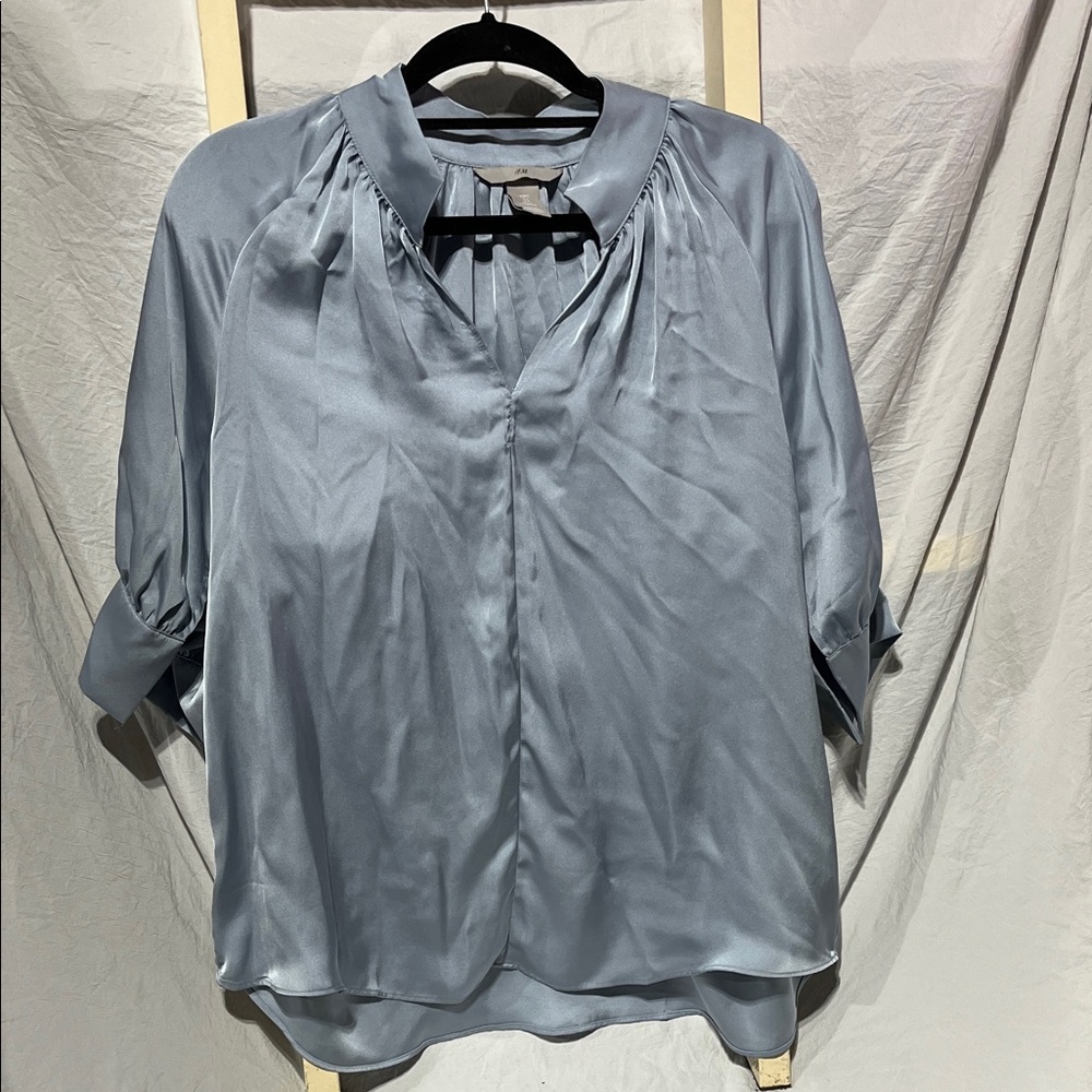 H&M Women's Satin Blouse - Silver Gray